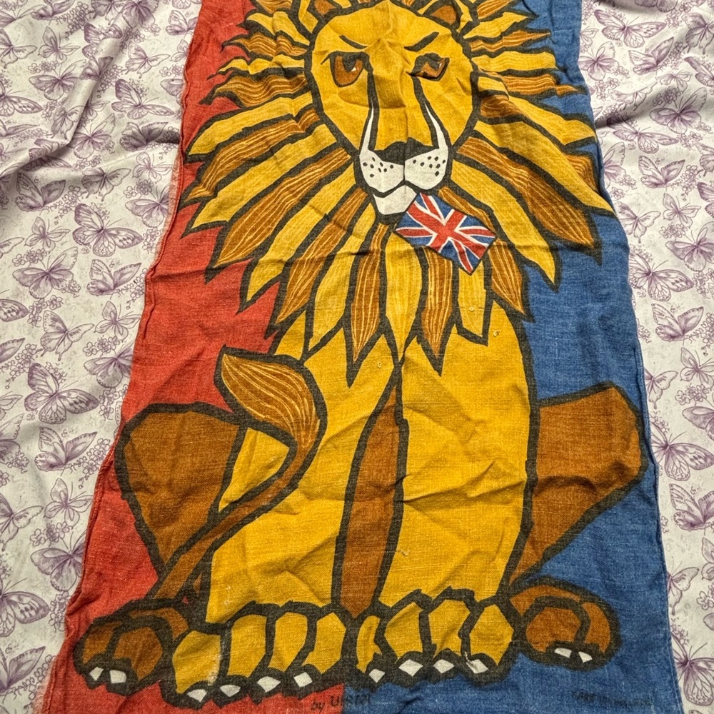 🗝️Vintage Ulster Linen Lion Union Jack Flag Tea Towel